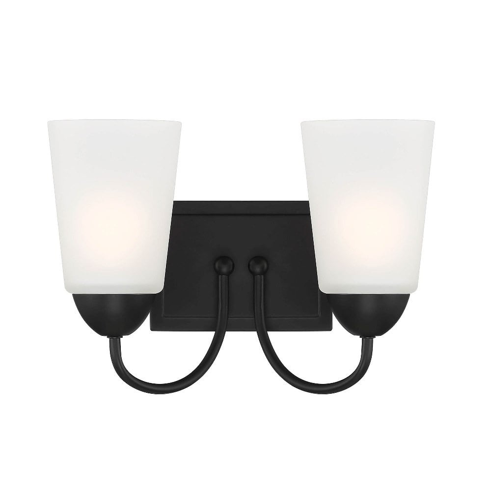 Malone Matte Black Transitional 2-Light Vanity Wall Sconce