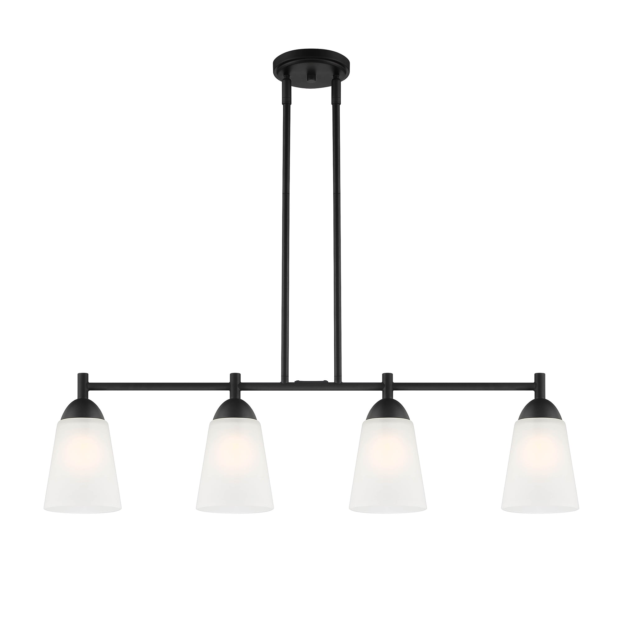 Malone 34" Matte Black Transitional Island Light with Frosted Glass