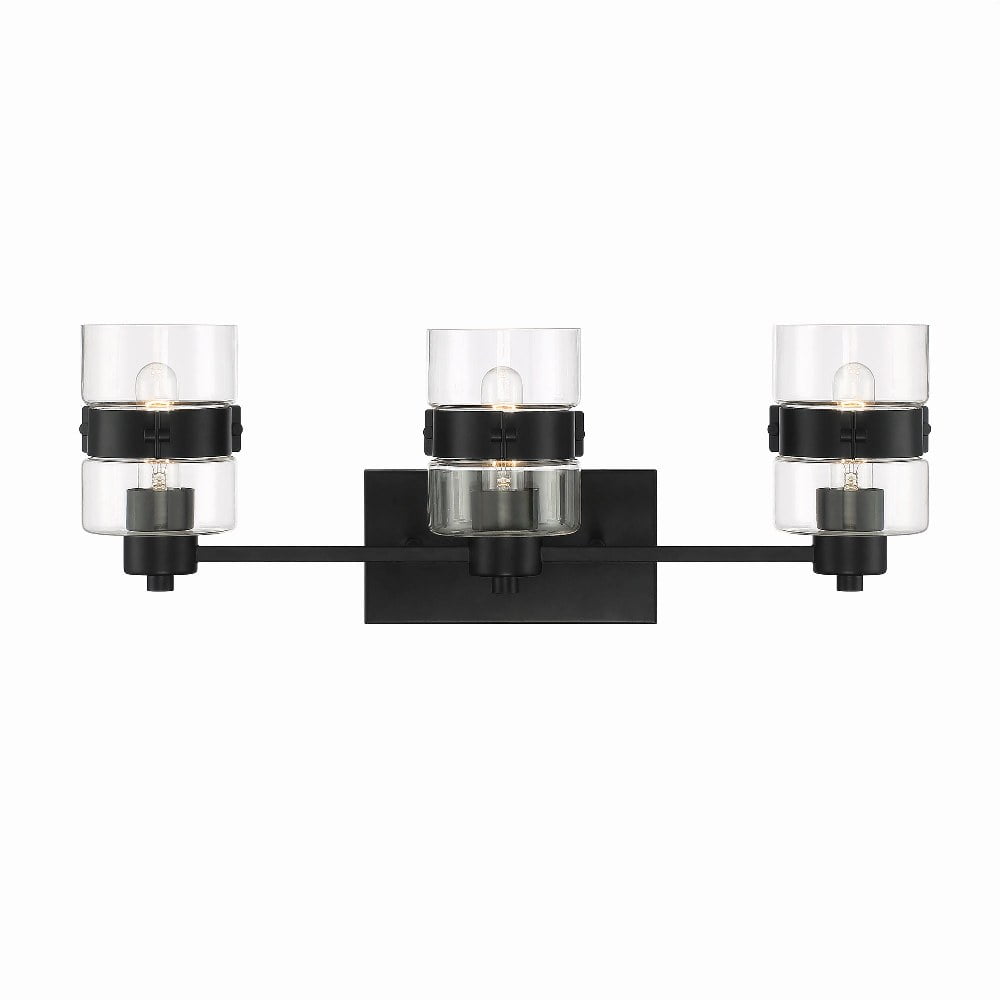 Midnight LA Chic 3-Light Matte Black Bathroom Vanity Light Fixture