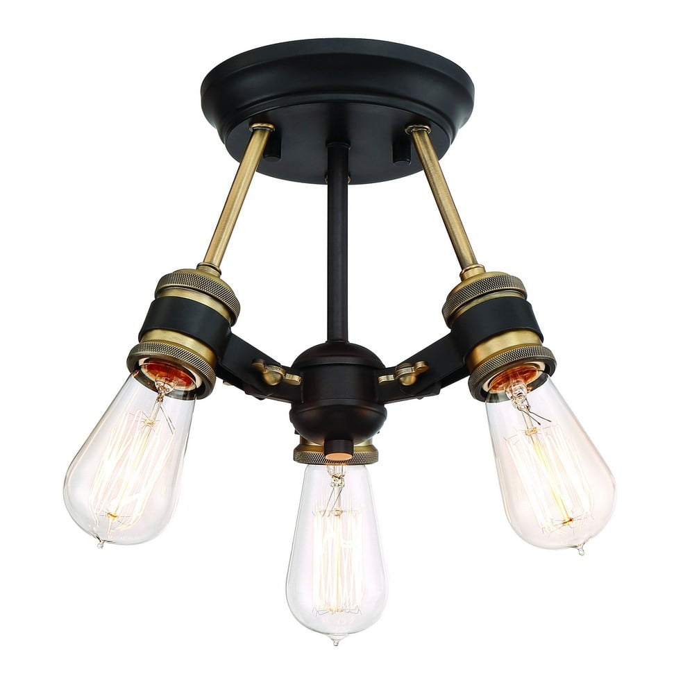 Miles Vintage Bronze 3-Light Industrial Ceiling Light
