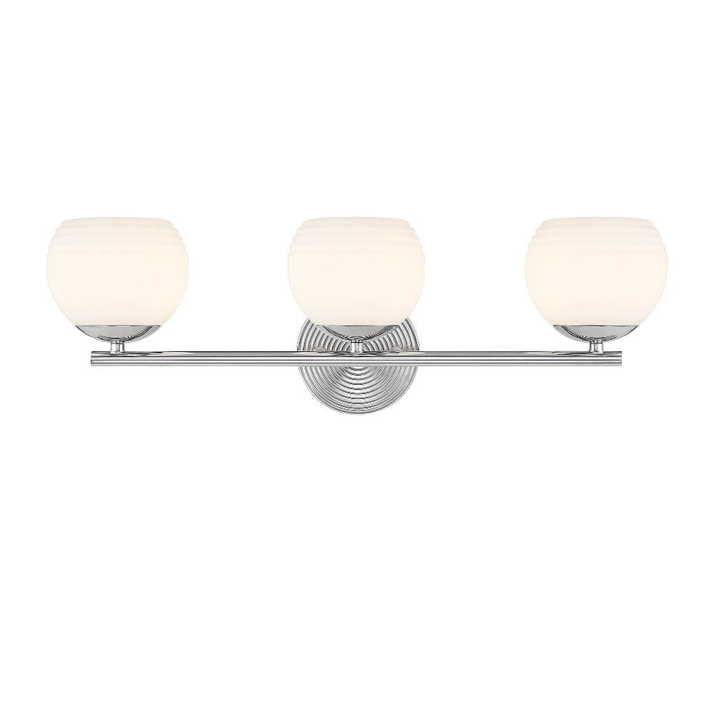 Moon Breeze Polished Nickel 3-Light Vanity with Globe Shades