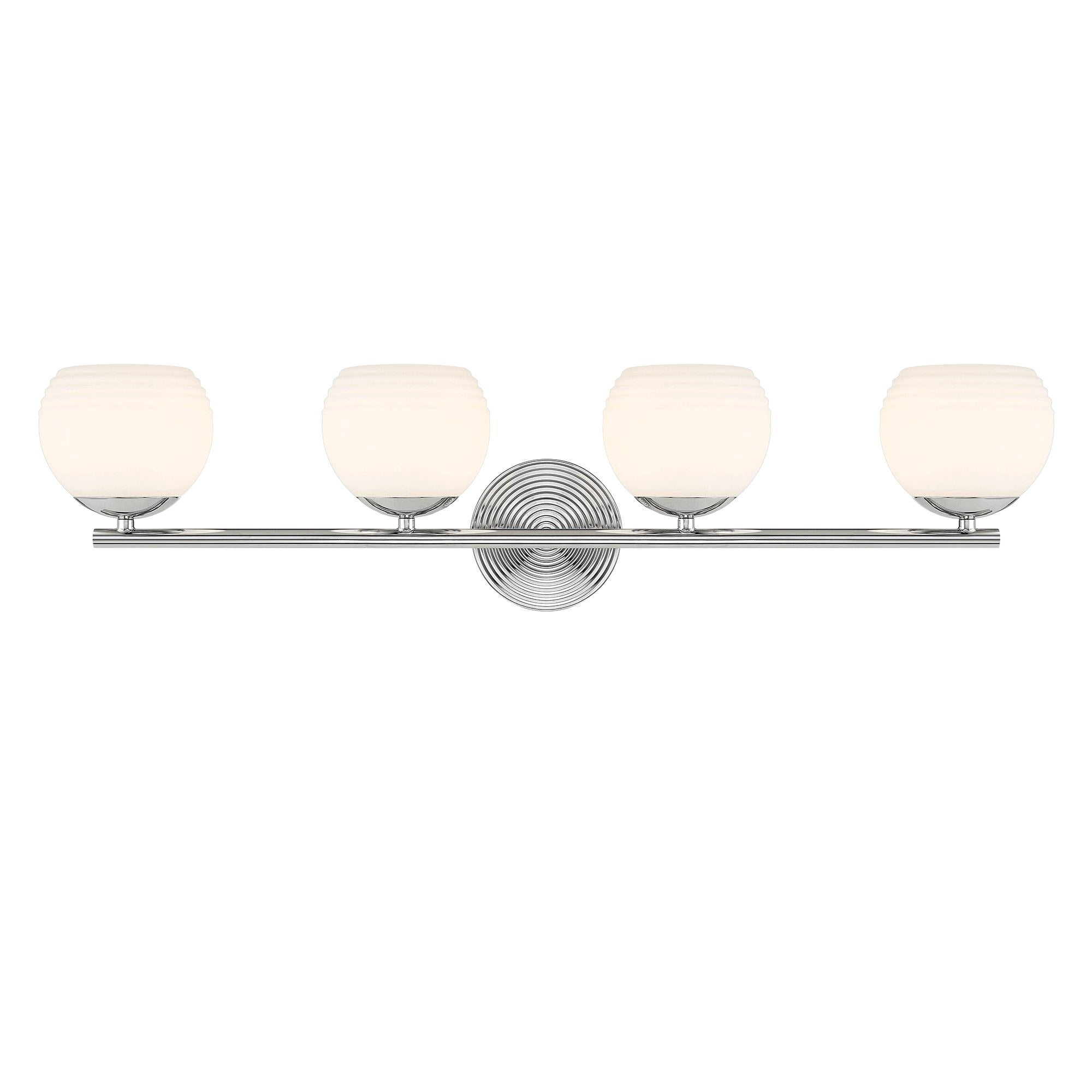 Open Box Designers Fountain Moon Breeze 4 Light Polished Nickel Bathroom Vanity Light Fixture, D251H-4B-PN