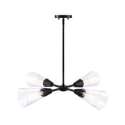 Designers Fountain Norro 30 inch 4-Light Matte Black Modern Chandelier with Clear Glass Shades, D290M-4CH-MB