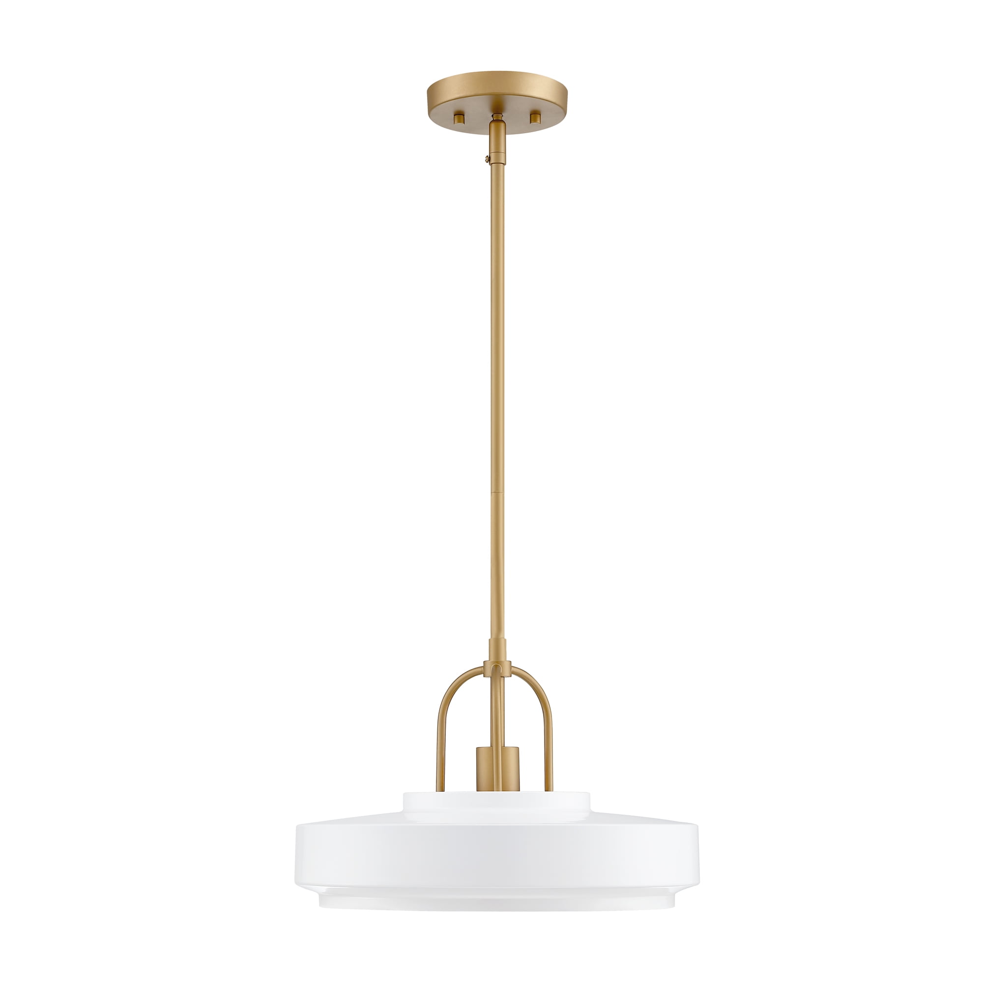 Odea Matte White and Brushed Gold Mid-Century Modern Pendant Light