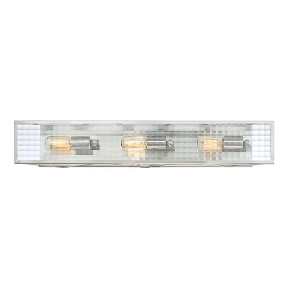 Designers Fountain Pivot Satin Platinum Dimmable Vanity Light with Clear Lattice Glass Shades