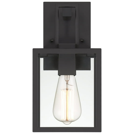 Designers Fountain Preston 11.75 inch 1-Light Matte Black Modern Outdoor Wall Lantern with Clear Glass Shade, D297M-6EW-MB