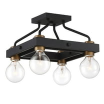 Ravella 11.75 in. 4-Light Black Industrial Entryway Semi-Flush Mount with No Bulbs Included
