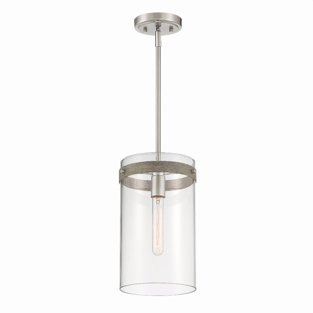 Sleek Reflecta 13.5" Brushed Nickel Pendant with Glass Shade