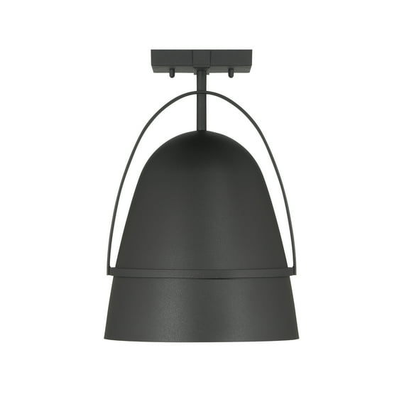 Designers Fountain Rue 18 inch 1-Light Black Modern Outdoor Semi Flush Mount Ceiling Light with Dark Sky Metal Shade, D302M-SF-BK