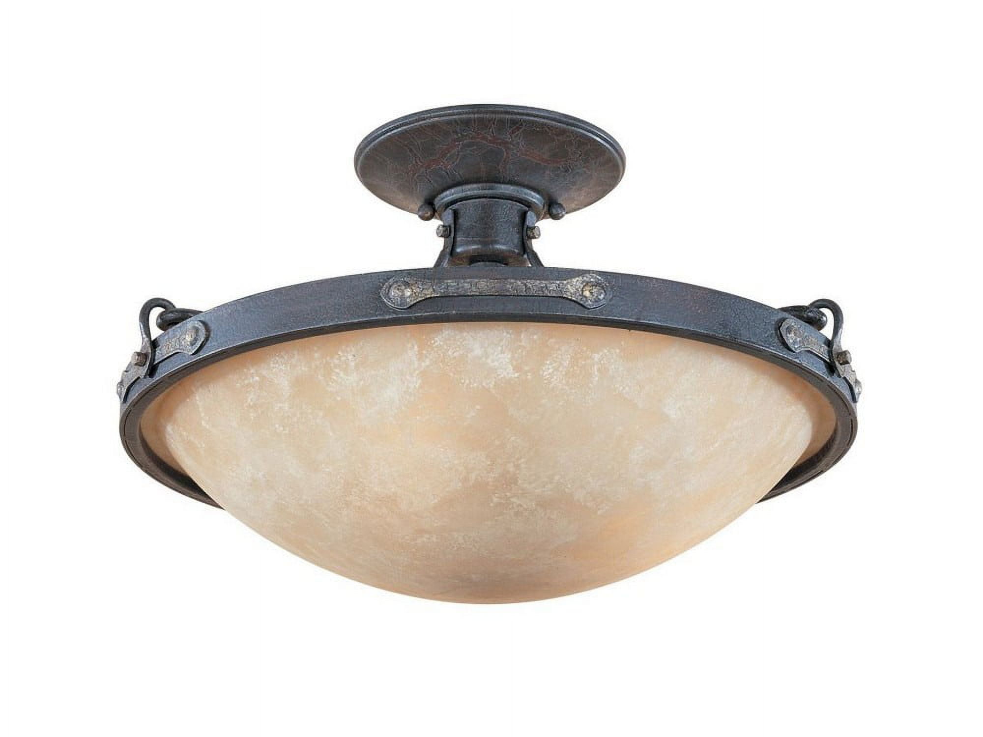 Austin 16.25'' Weathered Saddle Brass Bowl Semi-Flush Light
