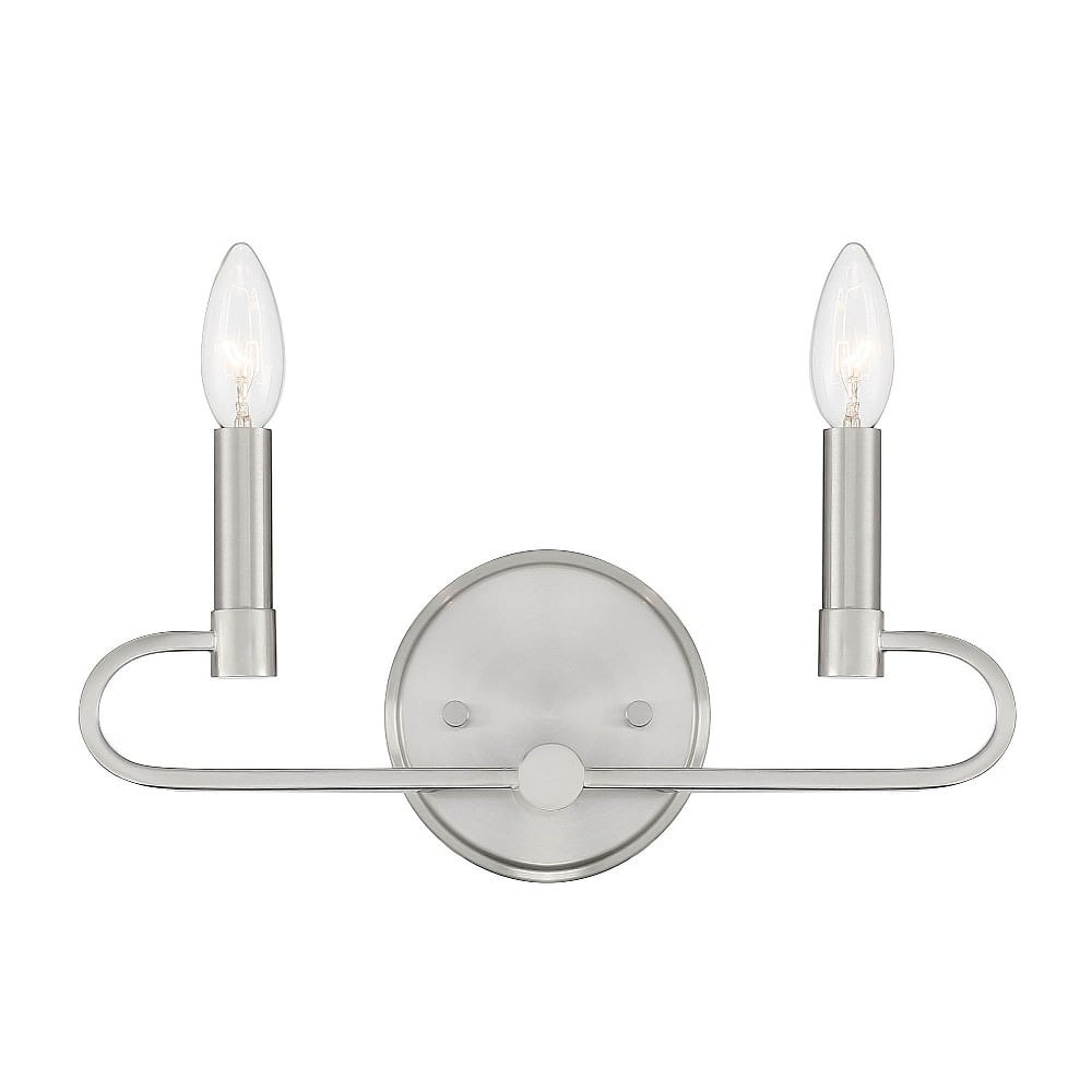 Modern Oval 2-Light Brushed Nickel Vanity Wall Sconce