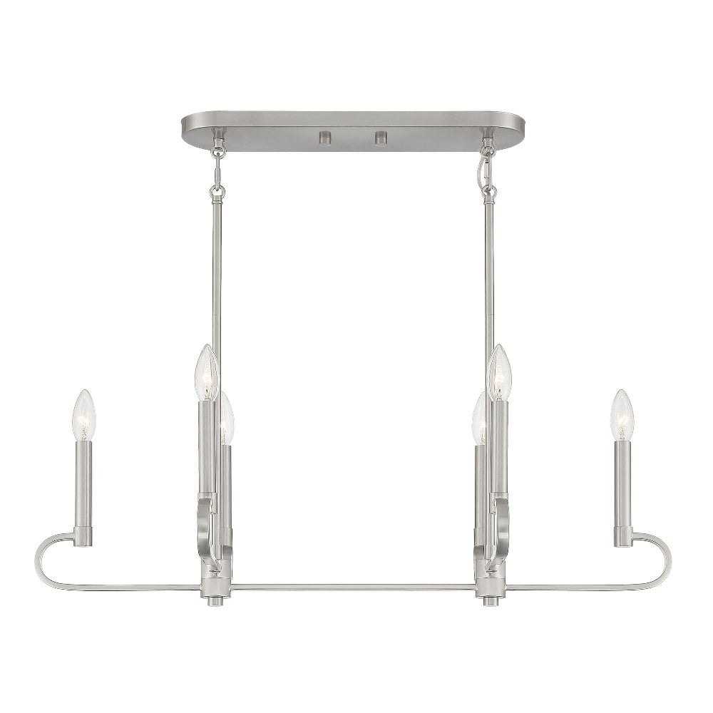 Transitional Brushed Nickel 6-Light Island Pendant
