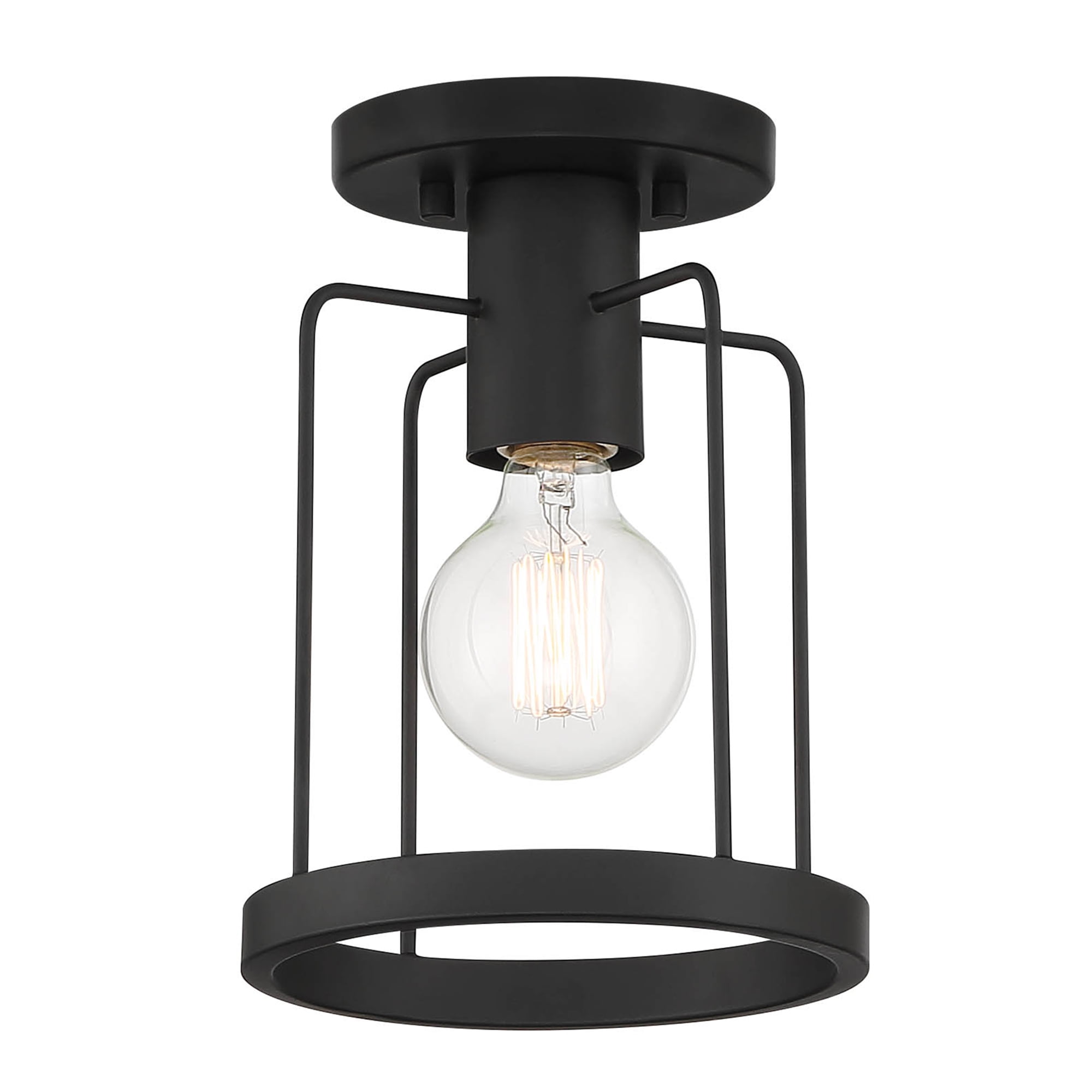 Tafo 10" Modern Industrial Matte Black Drum Ceiling Light