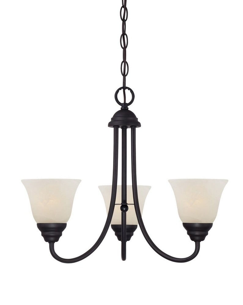 Kendall Mini Bronze Chandelier with Alabaster Glass Shades