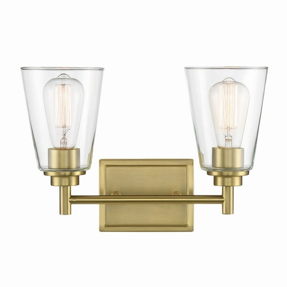 Designers Fountain Westin 2 Light Brushed Gold Bathroom Vanity Light Fixture, 95702-BG