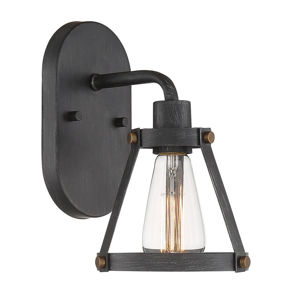 Weathered Pewter and Brass Industrial Wall Sconce