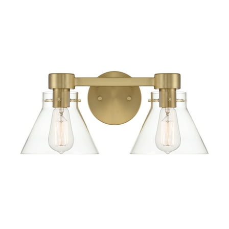 Designers Fountain Willow Creek 16.5 inch 2-Light Brushed Gold Contemporary Bathroom Vanity Light Fixture with Clear Blown Glass Shades, D204M-2B-BG