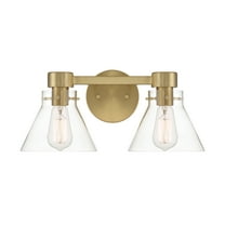 Designers Fountain Willow Creek 16.5 inch 2-Light Brushed Gold Contemporary Bathroom Vanity Light Fixture with Clear Blown Glass Shades, D204M-2B-BG