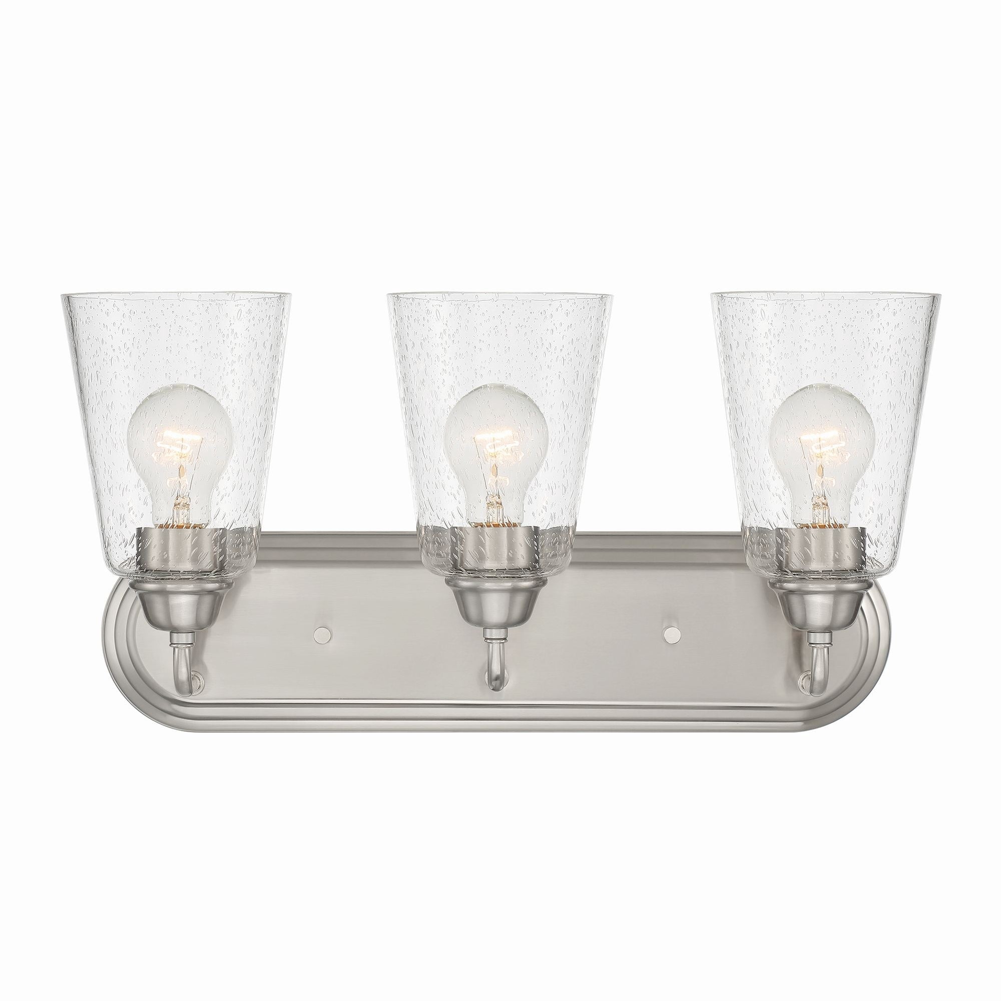 Designers Fountain Zane 3 Light Brushed Nickel Bathroom Vanity Light Fixture, D241M-3B-BN