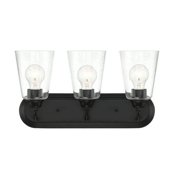 Designers Fountain Zane 3 Light Matte Black Bathroom Vanity Light Fixture, D241M-3B-MB