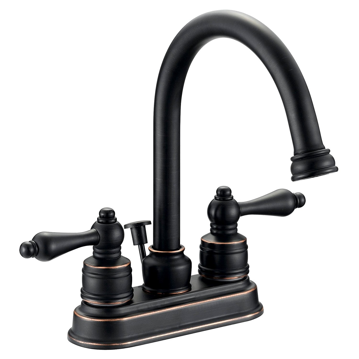 Designers Impressions 653388 Oil Rubbed Bronze Two Handle Lavatory Bathroom Vanity Faucet - Bathroom Sink Faucet with Matching Pop-Up Drain Trim Assembly