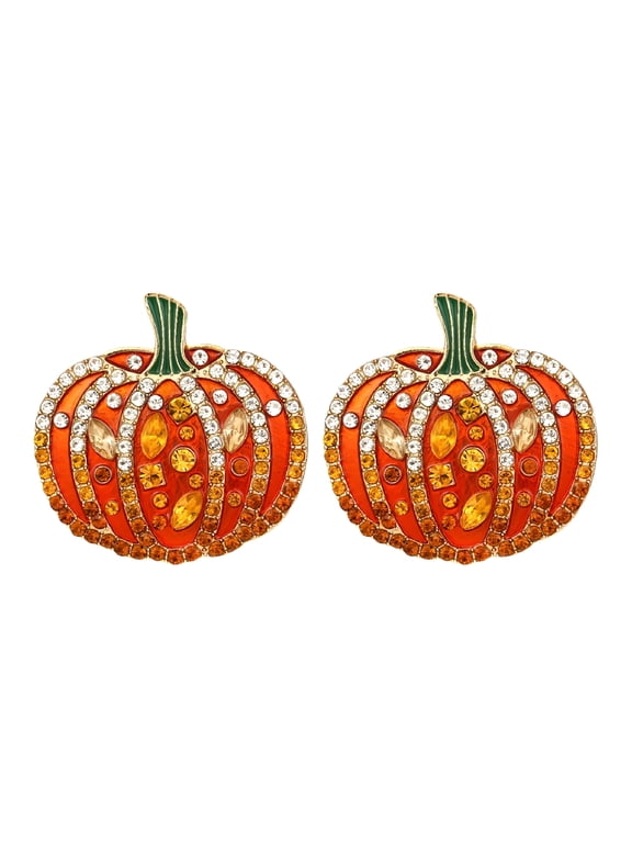 1 Pair Pumpkin Earring for Orange Color Stud Earrings Metal Plating Process for Halloween Party,Costume Accessory,Fall Fashion,Casual Wear,Gift for Women,Festive Occasions