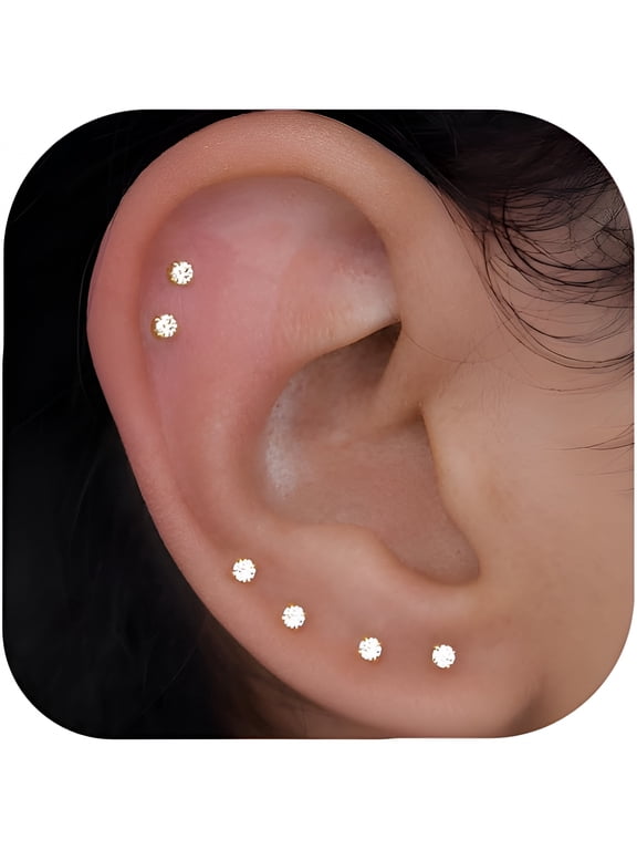 10 Pairs Small Stud Earrings for Women,Hypoallergenic Surgical Stainless Steel Tiny Cubic Zirconia Stack Earrings for Sensitive Ears Multiple Piercing Minimalist Jewelry