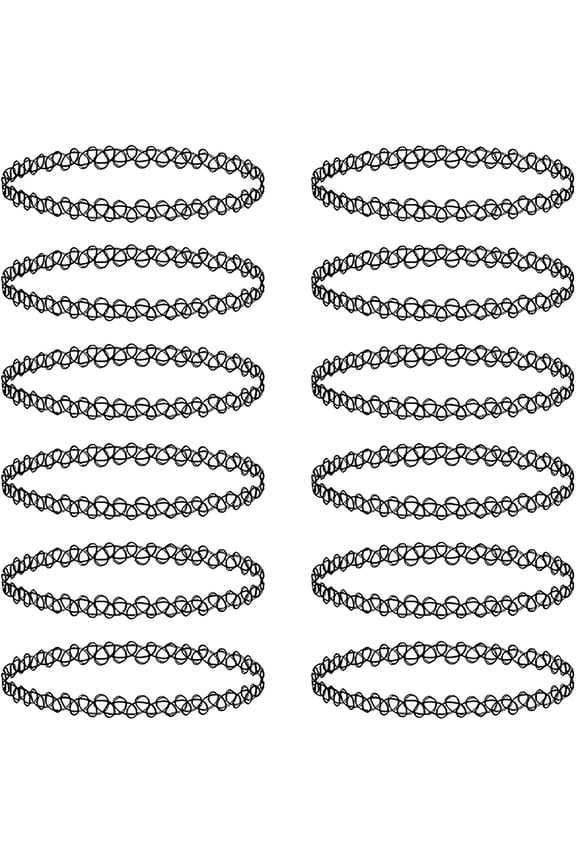 12 Pcs Tattoo Choker Necklace Set, 90s Vintage Stretchy Elastic Jewelry, Goth Grunge Accessories (Rainbow)