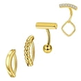 thumbnail image 1 of Designice 14G Belly Button Ring,CZ Navel Rings,Surgical Steel Piercing Jewelry,4Pcs, 1 of 8