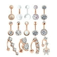 thumbnail image 1 of Designice Belly Rings,Dangle Curved Belly Button Ring,316L Surgical Steel Belly Button Piercing,14Pcs,Rose Gold, 1 of 5