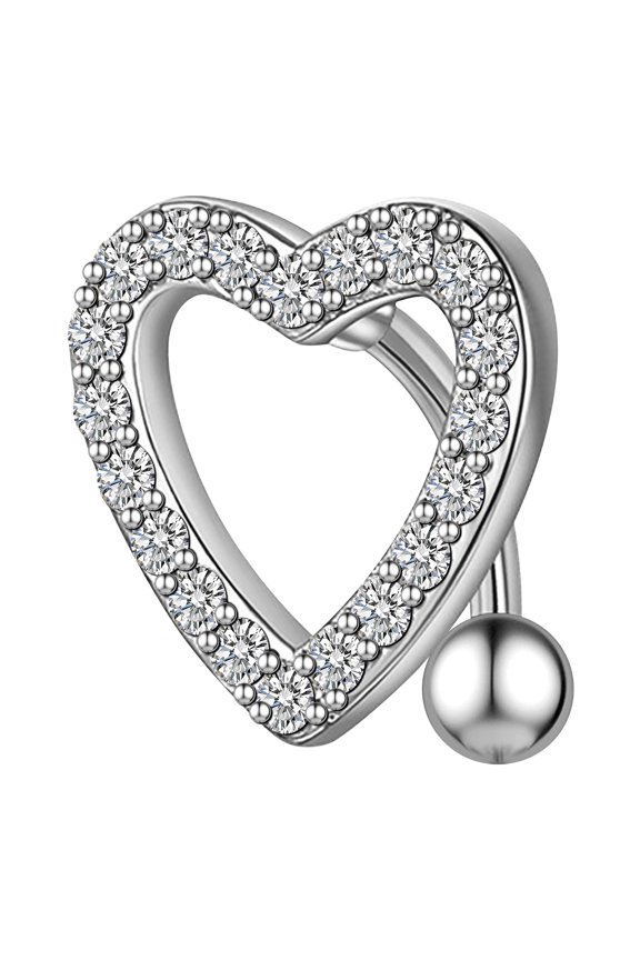 14G Belly Button Ring ,Heart Shiny Navel Rings, Belly Button Piercing Hypoallergenic