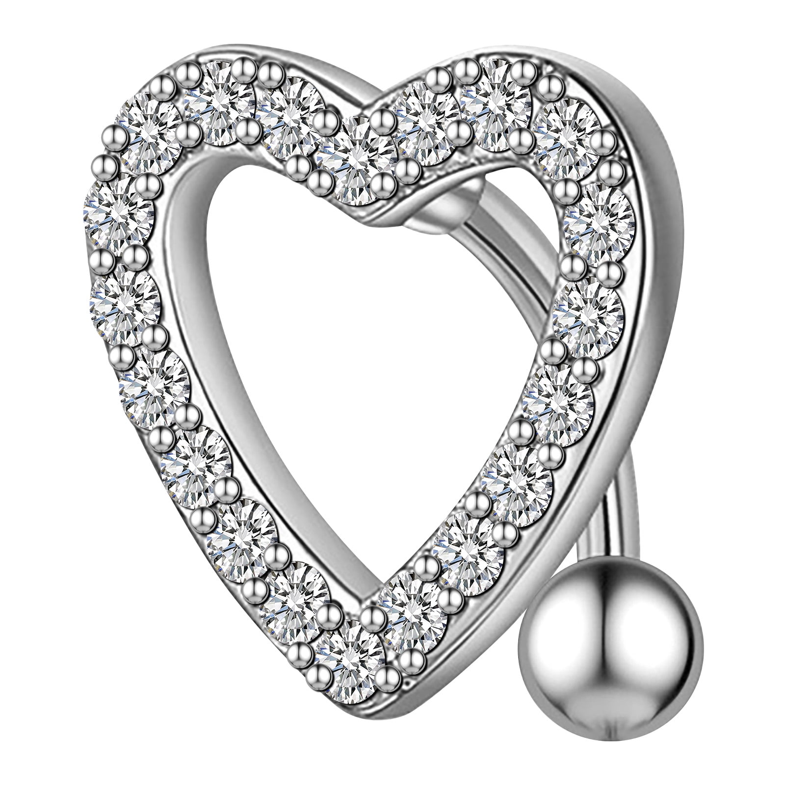 Designice 14G Belly Button Ring ,Heart Shiny Navel Rings, Belly Button