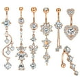 thumbnail image 1 of Designice 14G Belly Button Ring,Long Belly,Button Navel Rings,Piercing Jewelry,Rose Gold,7 Pcs, 1 of 9