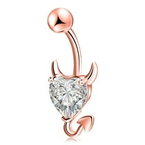 Designice 14G Belly Button Ring ,Shiny Belly Rings, Surgical Steel Button Piercing Rose Gold