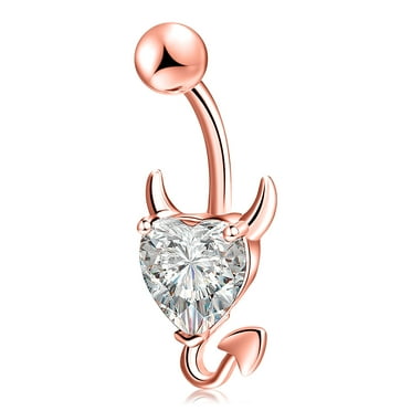 Designice 14G Belly Button Ring ,Shiny Belly Rings, Surgical Steel Button Piercing Rose Gold