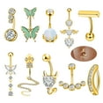 thumbnail image 1 of Designice 14G Belly Rings,Dangle Belly Button Ring,Mix-Style Piercing Jewelry,10Pcs,Gold, 1 of 6