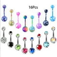 thumbnail image 1 of Designice 16Pcs Belly Rings,316L Surgical Steel Hypoallergenic Belly Button Rings,Suitable for Belly Button Piercing Tool,Sparkling Rhinestones,Long-Lasting Color, 1 of 5