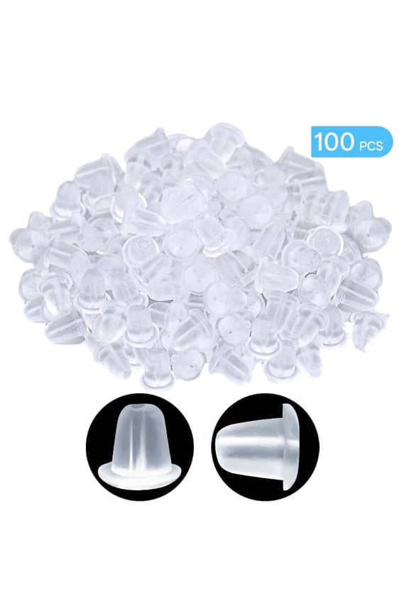 200Pcs Earring Backs Replacements,Anti-Drop Silicone Earring Backs,Transparent Ear Stud Stoppers,Universal Fit for DIY Jewelry