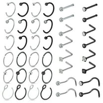 Designice 20G Nose Rings Multi Shape Nose Rings Hoops Surgical Steel Nose Piercings,40 Pack