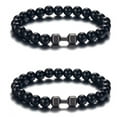 thumbnail image 1 of Designice 2Pcs Beaded Fitness Bracelet,Creative Fashionable Weight Lifting Bracelet,Sleek Alloy Dumbbell Bracelet, 1 of 8