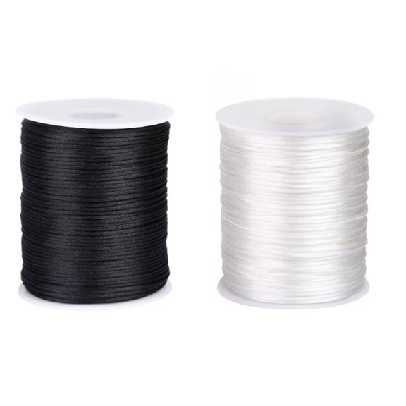 Designice 2Pcs Chain Bracelet,Creative DIY Projects Stretchy Bracelet,Smooth Texture Elastic Rope Bracelet,Black and White