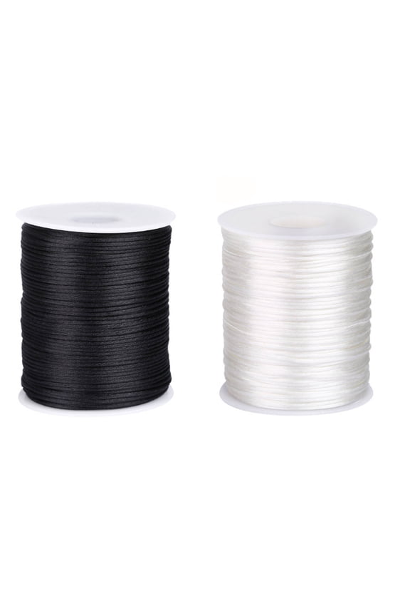 2Pcs Chain Bracelet,Creative DIY Projects Stretchy Bracelet,Smooth Texture Elastic Rope Bracelet,Black and White