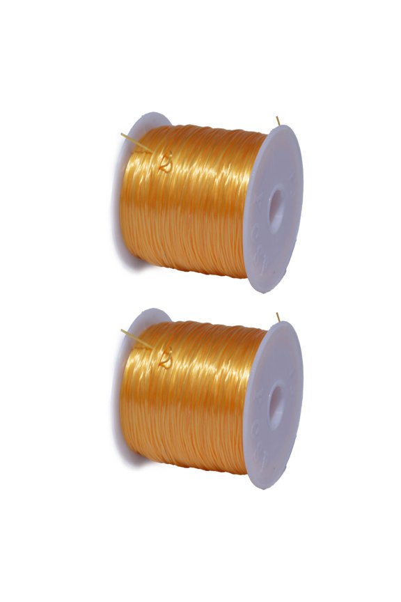 2Pcs Stretchable Bracelet Rope,Stretchy Bracelet String,Essential Tool Crafters String Bracelet Making,Golden Yellow