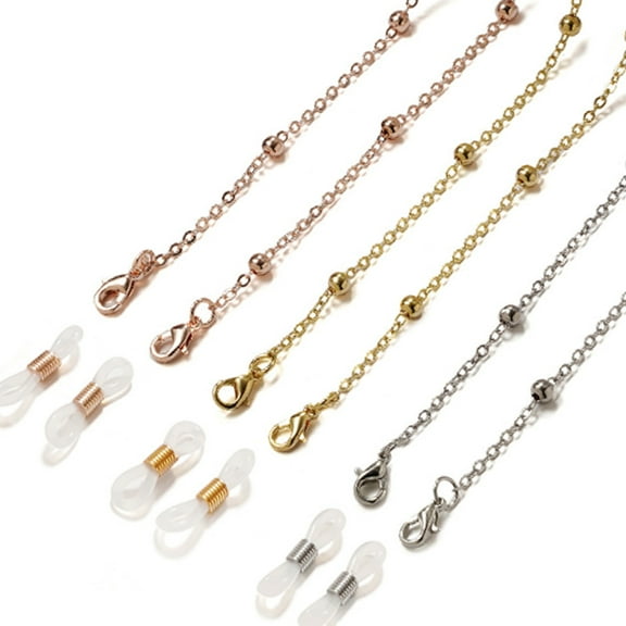 Designice 3 Pieces Glasses Chain, Durable Metal Eyeglasses Strap for Secure Fit,Compact Glasses Strap