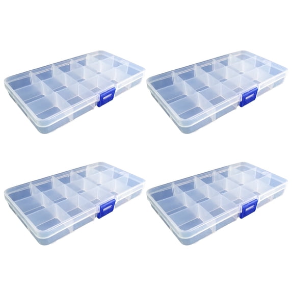 Designice 4 Pcs Jewelry Organizers and Storage,Removable Dividers Bead Organizer, Clear Plastic Storage Bins for Small Parts