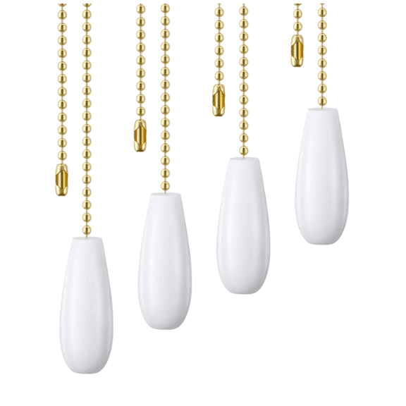 Designice 4Pcs Ceiling Fan Pull Chain,Modern Aesthetic Design Ceiling Fan Light Kit,Easy Installation Fan Pull Chain Extension,White