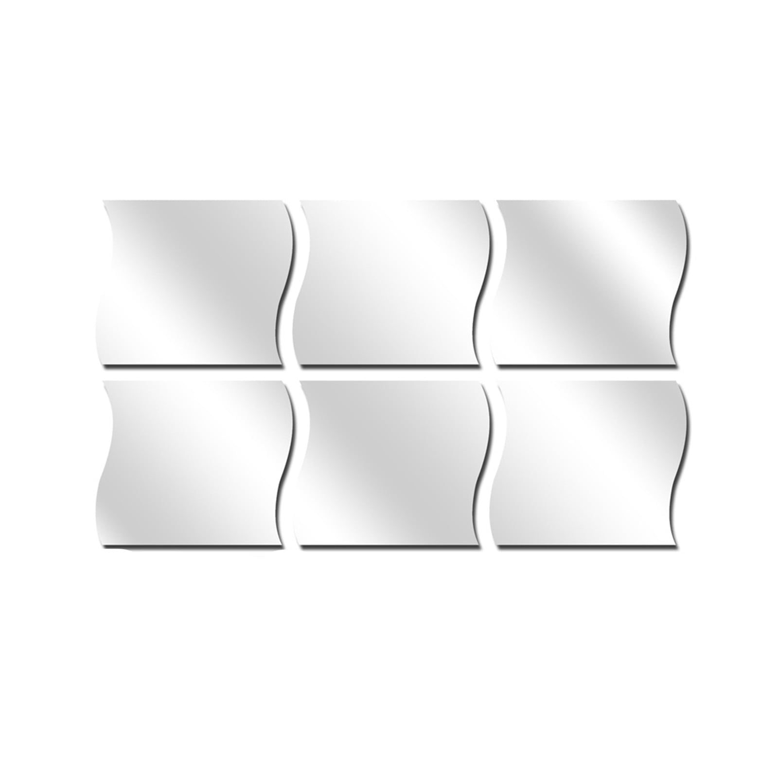 Designice 6 Pcs Mirror Stickers,Wave Design Acrylic Wall Stickers,3D Reflective Wall Decor for Kids Room,Bedroom,Living Room,4.72"x3.94"