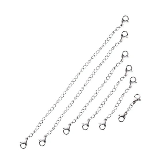 Designice 6 Pcs Necklace Extender Sterling Necklace Extender Silver for Necklace Bracelet Anklet Extender Silver Chain for Jewelry Making