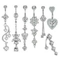 thumbnail image 1 of Designice 14G Belly Button Ring,Long Belly Button,CZ Navel Rings,Piercing Jewelry,Silver,7 Pcs, 1 of 10