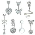 thumbnail image 1 of Designice 7Pcs Belly Button Ring Surgical Steel Navel Rings Shiny Belly Button Piercing Silver, 1 of 6
